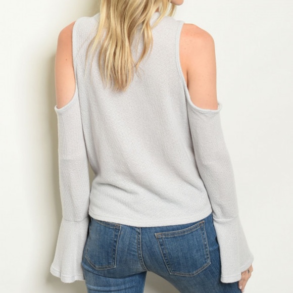 Repetition Super Soft Cold Shoulder Top in Gray - Picture 2 of 2